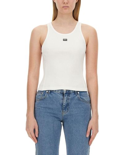 Moschino Jeans Tops With Logo - Blue