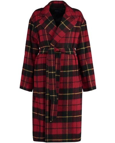 Polo Ralph Lauren Checked Wool Coat - Red