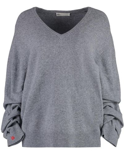 Tory Burch Wool V-neck Sweater - Gray