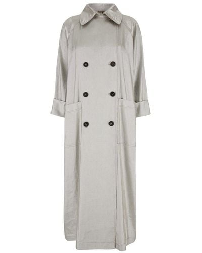 Brunello Cucinelli Metallic Double-Breasted Trench - Grey
