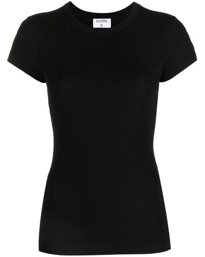 Filippa K Ribbed-knit Short-sleeved T-shirt - Black