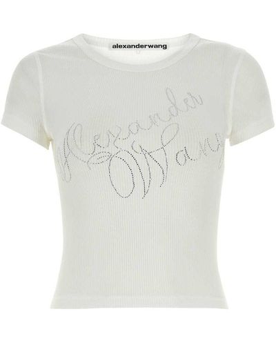 Alexander Wang Rhinestone Logo T-shirt - White