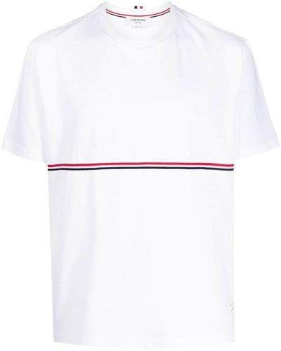 Thom Browne Rwb-stripe Crew-neck T-shirt - White