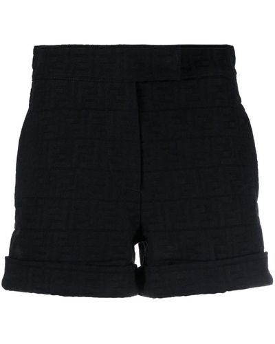 Fendi Ff Jacquard Denim Shorts Clothing - Black