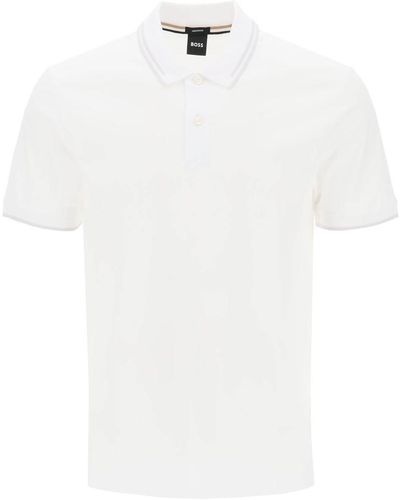 BOSS Phillipson Slim Fit Polo Shirt - White