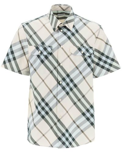 Burberry Short-Sleeved Checkered Shirt - White