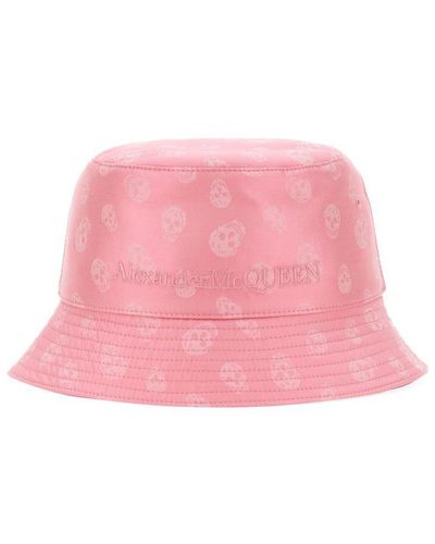 Alexander McQueen Pink Bucket Hat With Skull Pattern