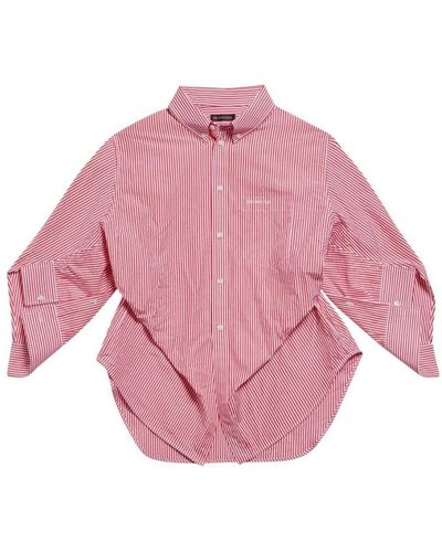 Balenciaga Stripe-print Cotton Shirt - Pink