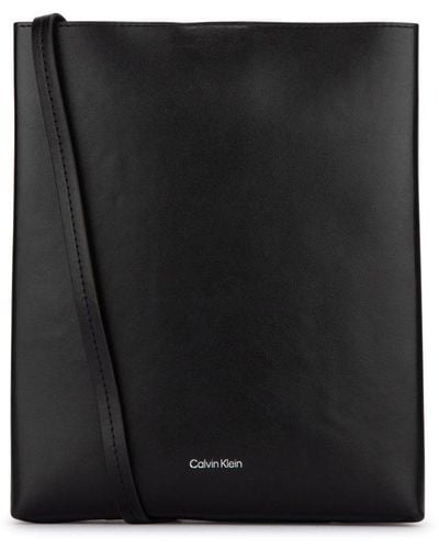 Calvin Klein Leather Crossbody Bag - Black