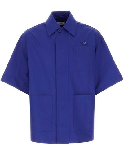 Off-White c/o Virgil Abloh Logo-embroidered Short-sleeve Shirt - Blue