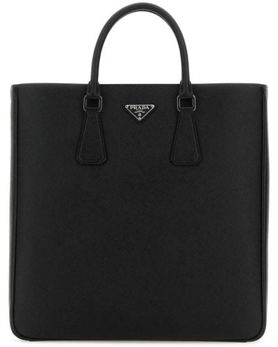 Prada Leather Shopping Bag - Black