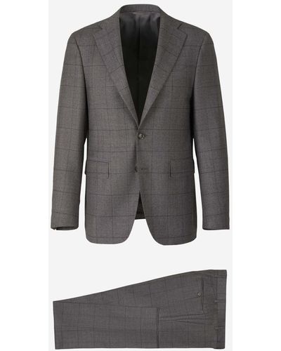 Canali Check Motif Suit - Gray