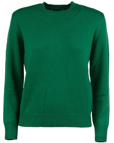 Saint Barth Green Crewneck Sweater With St