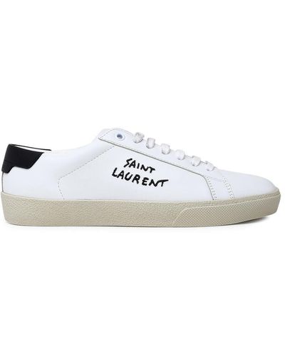 Saint Laurent Court Classic Brand-embroidered Leather Low-top Sneakers - White