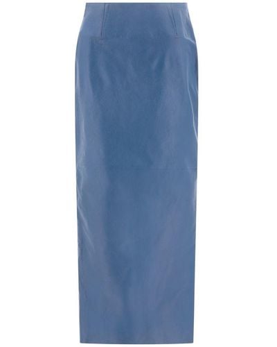 Marni Leather Pencil Skirt - Blue