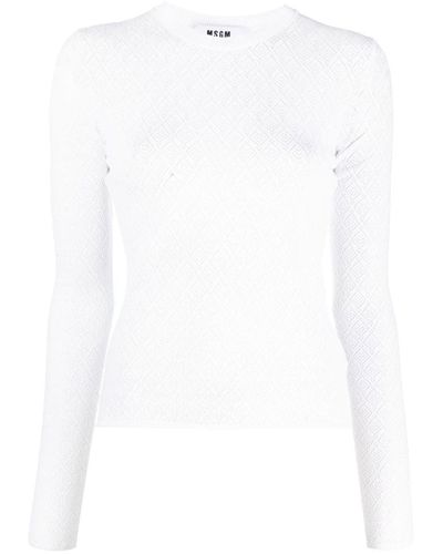 MSGM Abstract-pattern Long-sleeve Sweater - White
