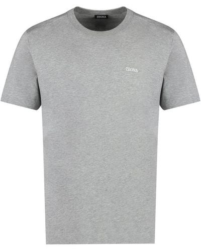 Zegna Logo Cotton T-shirt - Gray