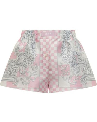 Versace Shorts With Medusa And Baroque Motif - Pink