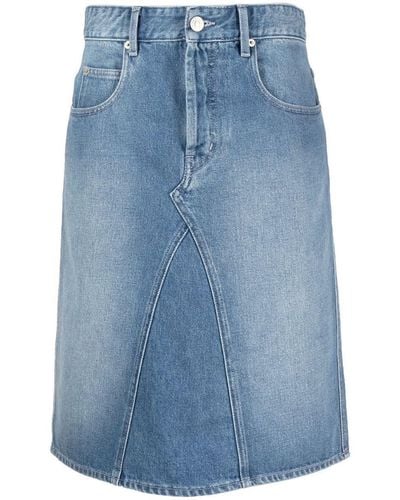 Isabel Marant Washed-denim A-line Skirt - Blue
