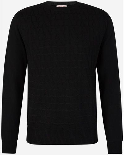 Valentino Monogram Wool Jumper - Black