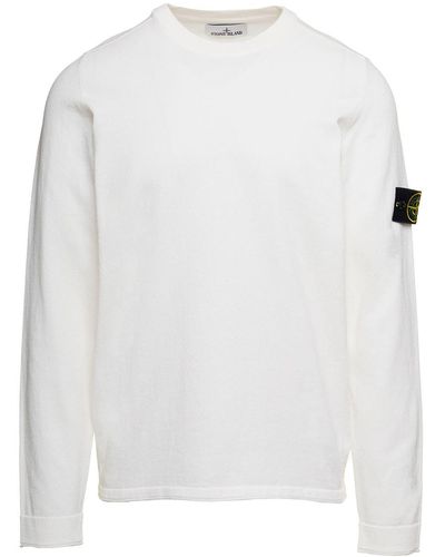 Stone Island Compass-logo Cotton Sweatshirt - White