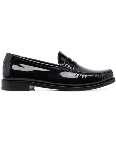 Saint Laurent High-shine Leather Loafers - Black
