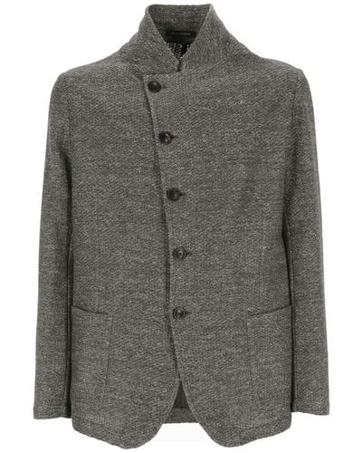 Emporio Armani Linen And Cotton Blend Jacket - Grey