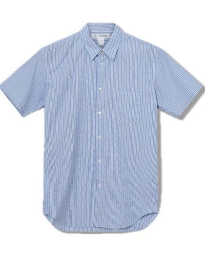 Comme des Garçons Classic Fit Stripe Short Sleeve Shirt - Blue