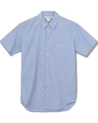 Comme des Garçons Shirt Classic Fit Stripe Short Sleeve Shirt - Blue
