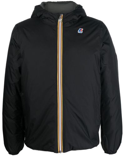 K-Way Hooded Jacket With Logo Patch - Black