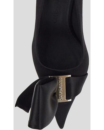 Ferragamo Soft Bow Leather Court Shoes - Black