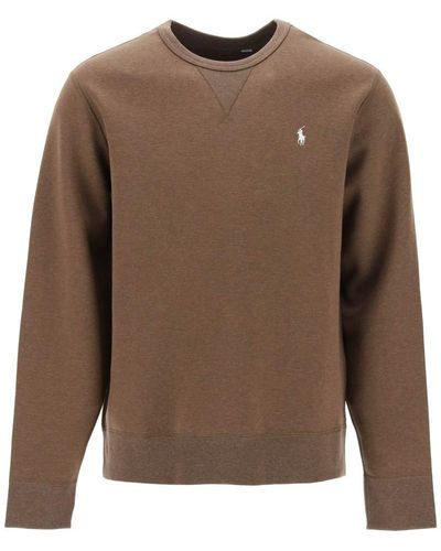Polo Ralph Lauren Crew Neck Sweatshirt In Jersey - Brown