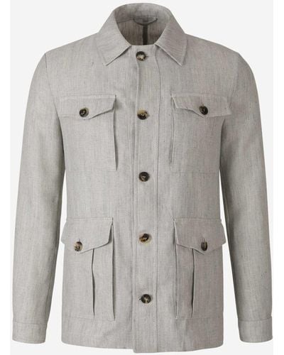 Luigi Borrelli Napoli Linen And Wool Jacket - Gray