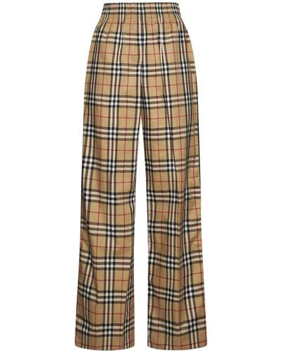 Burberry Louane Check Cotton Trousers - Natural