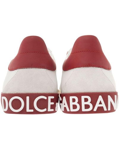 Dolce & Gabbana 'Portofino' And Low Top Trainers With Logo Patch - Pink