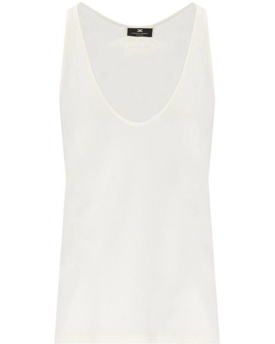 Elisabetta Franchi Top With Embroidered Logo - White