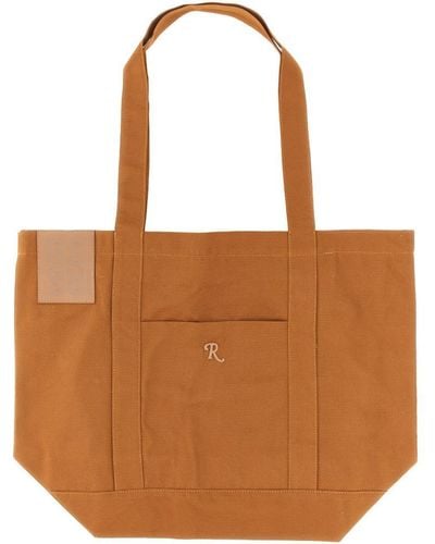 Raf Simons Tote Bag With Logo Patch - Brown