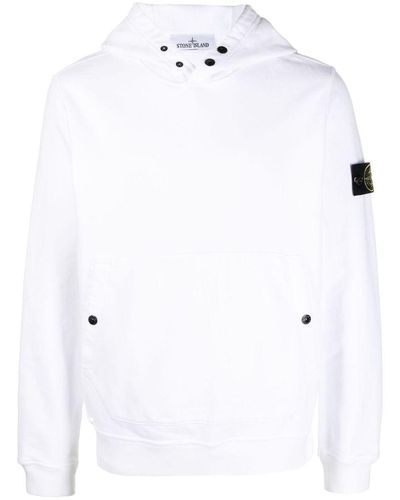 Stone Island Compass Patch Cotton Hoodie - White