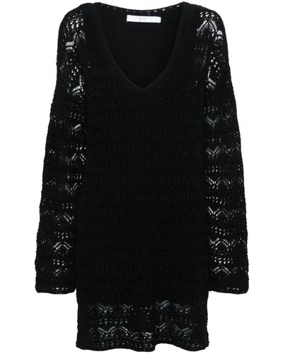 IRO Crochet Cotton Short Dress - Black