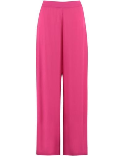 Clips High-waist Wide-leg Pants - Pink