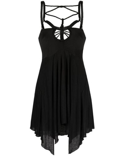 Isabel Marant Diana Macramé Jersey Short Dress - Black