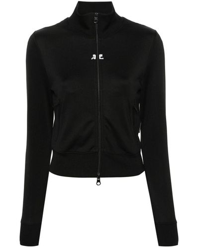 Courreges Logo-Patch Zip-Up Sweatshirt - Black