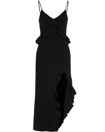 David Koma 'crossbody & Open Leg Ruffle Detail' Dress - Black