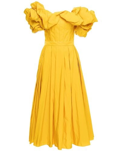Alexander McQueen Ruffle-trim Detail Neckline Dress - Yellow