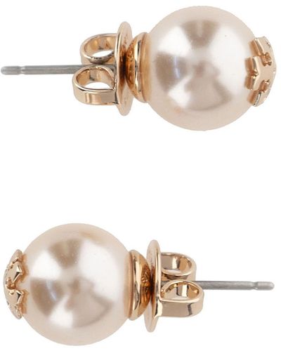 Tory Burch White Pearl Earrings In Brass And Glass Woman