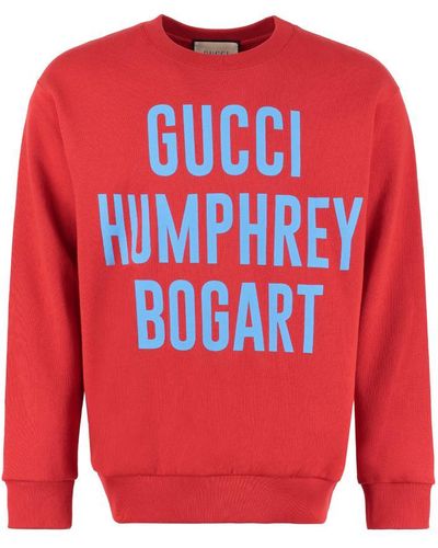 Gucci Humphrey Bogart-print Cotton Sweatshirt - Red
