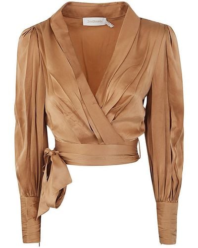 Zimmermann Silk Wrap Top Clothing - Brown