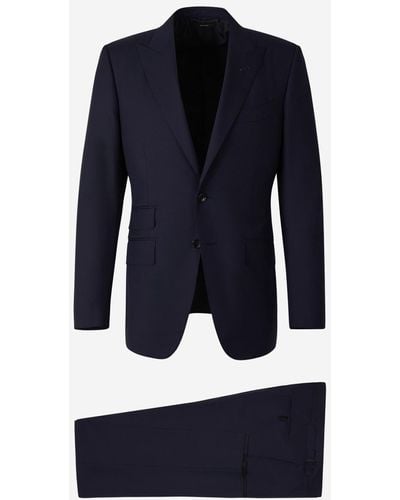 Tom Ford Plain Wool Suit - Blue