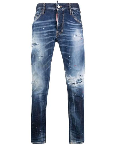 DSquared² Distressed Slim-cut Jeans - Blue