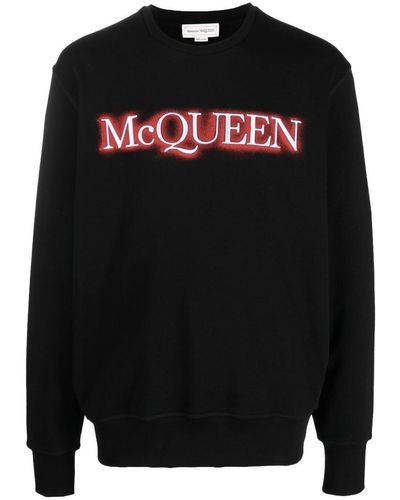 Alexander McQueen Felpa Mcqueen Con Logo Effetto Spray - Black